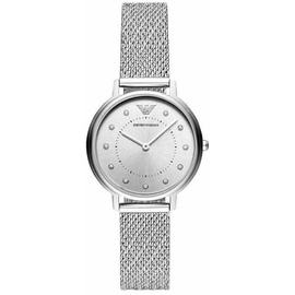 Giorgio Armani Emporio Armani Uhr für Damen , Zweizeiger Uhrwerk, 32mm Silbernes Edelstahlgehäuse mit Edelstahlarmband, AR11128