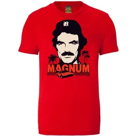 LOGOSHIRT T-Shirt "MAGNUM", Herren, Gr. L, rot, 100% Baumwolle, bedruckt, normal, Rundhals, Shirts T-Shirt, mit großem Front-Print