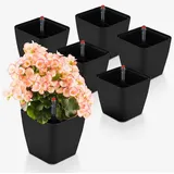 luxuskollektion Selbstbewässerungstopf 6X 13,7 x 13,5 cm Schwarz