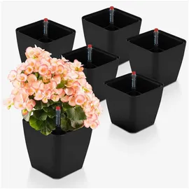 luxuskollektion Selbstbewässerungstopf 6X 13,7 x 13,5 cm Schwarz