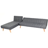 Mendler Ecksofa HWC-K38, Sofa Klappsofa, Liegefläche links/rechts, Stoff/Textil Massivholz 256cm dunkelgrau