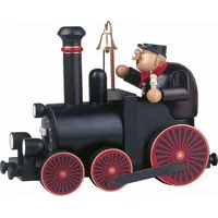 KWO Kunstgewerbe-Werkstätten Olbernhau GmbH Räuchermann Lokführer mit Lokomotive 22 cm mehrfarbig