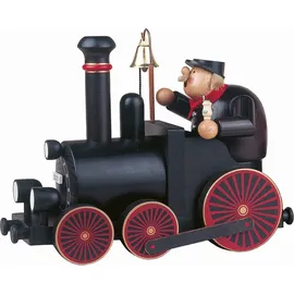 KWO Kunstgewerbe-Werkstätten Olbernhau GmbH Räuchermann Lokführer mit Lokomotive 22 cm mehrfarbig