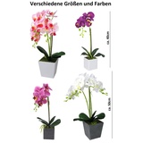 Kunstblume Kunst Orchidee im rechteckigen Topf – Farbecht - Pflegeleicht Orchidee, Ibergarden, Höhe 40 cm, Verschiedene Farben und Größen rosa 40 cm