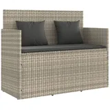 vidaXL Gartenbank mit Kissen Hellgrau Poly Rattan