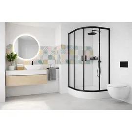 Deante Funkia Nero Halbrunddusche 90 x 90 cm rechts Schwarz/Transparent 5908212090312