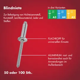 ARROW Blindniete Ø 5 mm x 12 mm Aluminium 100 Stück
