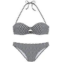 JETTE Bügel-Bandeau-Bikini Damen Schwarz/Weiß 44 Cup D