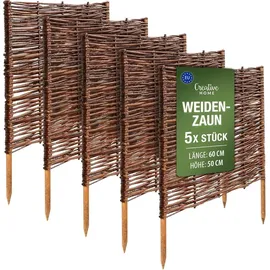 Creative Home Beeteinfassung Weide 60 x 50 cm 5 Stück Braun