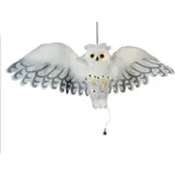 Europalms Halloween Schnee-Eule, animiert, 80cm