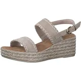 Marco Tozzi Damen Sandalen mit Keilabsatz mit Verstellbarem Riemen aus Leder, Beige (Nude), 41 EU - 41 EU