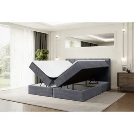 altdecor Boxspringbett mit Matratze Boxbett, Topper, Polsterbett mit Bettkasten OTTA - Dunkelgrau Samt