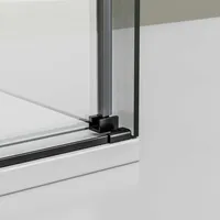 Bernstein Eckdusche Bernstein Dx906 Flex Schiebetür Soft-close 8mm Nano Echtglas Schwarz matt 120x90cm