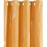 Deconovo 2 Stück Thermo-Verdunkelungsvorhänge, Motiv Silberlinie, innen, mit Ösen, für Haus, Küche, Verdunkelungsvorhang, Thermo, Orange, 117 x 229 cm