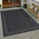 Paco Home Outdoor Teppich Flachgewebe in Sisal-optik mit Bordüre Uv-beständig Robust 80x150 cm, Anthrazit