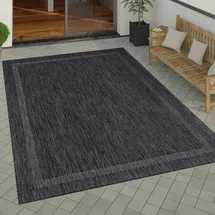 Paco Home Outdoor Teppich Flachgewebe in Sisal-optik mit Bordüre Uv-beständig Robust 80x150 cm, Anthrazit