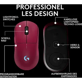 Logitech PRO 2 LIGHTSPEED für Rechts- und Linkshänder Gaming-Maus, Magenta
