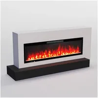 GLOW FIRE Elektrokamin Hestia Links/Rechts, LED Elektrokamin mit Heizung und Thermostat - 3D Flammeeffekt weiß