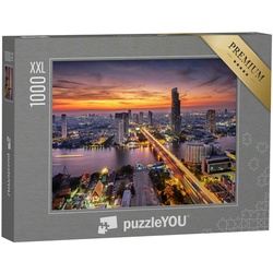 puzzleYOU Puzzle Bangkok bei Sonnenuntergang an der Taksin-Brücke, 1000 Puzzleteile, puzzleYOU-Kollektionen Bangkok, Städte Weltweit