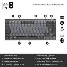 Logitech MX Mechanical Mini Minimalist Illuminated Kabellose Tastatur Tactile