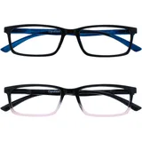 OPULIZE SEE Blaulichtfilter Lesebrille für Damen Herren, Blendfreie UV400-Schutz Federscharnier Anti-Müdigkeit, Rechteckiger Rahmen, Computerbrillen Gaming, 2er-Pack Schwarz Rosa +1,00
