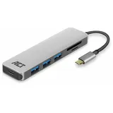 Act USB-C Hub Kartenleser AC7050 Grau, Schwarz 0.15 m