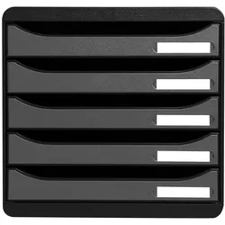 Exacompta 309738D 1x BIG-BOX PLUS Schubladenbox, 5 offene Laden - Silber