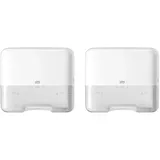 Tork Mini Spender für Zickzack und Lagenfalz Papierhandtücher 553100, Elevation Design - Kompakter H3 Handtuchspender für Falthandtücher zur Einzelblattentnahme, weiß (Packung mit 2)