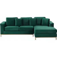 BELIANI 4-Sitzer Ecksofa Links Grün Samt mit Kissen Goldene Metallbeine Edelstahlfüße L-Förmig Modern für Wohnzimmer - Grün