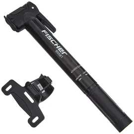 Fischer 85581 Fahrrad Mini-Pumpe | T-Griff | hohe Pumpleistung | mit Doppelkopf | Schnellverschluss | inkl. Rahmenhalter | schwarz
