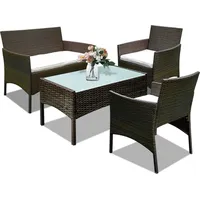 Sitzgruppe Lounge Sitzgruppe Polyrattan Gartenmöbel Garten Balkon Sofa braun - Braun