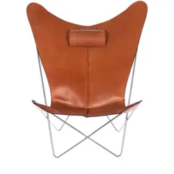 KS Chair Ledersessel Edelstahl Haselnuss