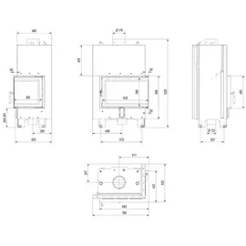 Kratki Wasserführender Kamineinsatz MBM rechts 12 kW Ø 180 - Schwarz