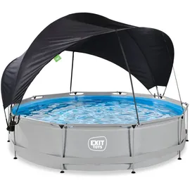 EXIT TOYS Soft Grey Pool rund 360 x 76 cm inkl. Filterpumpe + Sonnensegel
