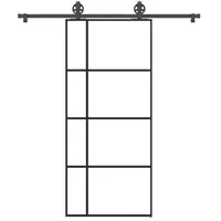 vidaXL Schiebetür mit Beschlag 90x205 cm ESG-Glas & Aluminium