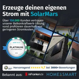 solarmars Balkonkraftwerk monokristallin 2000 W inkl. Anker Solix Solarbank 4 E5000 Pro 500 W
