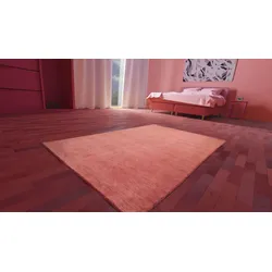 Morgenland Gabbeh Teppich - Indus - Uni - rosa - 350 x 250 cm - rechteckig