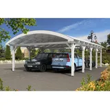 SKANHOLZ Doppelcarport Franken 6,35 x 9,69 m lasiert in Weiß inkl. Pfostenanker