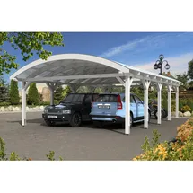 SKANHOLZ Doppelcarport Franken 6,35 x 9,69 m lasiert in Weiß inkl. Pfostenanker