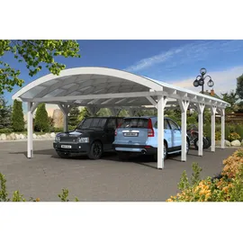 SKANHOLZ Doppelcarport Franken 6,35 x 9,69 m lasiert in Weiß inkl. Pfostenanker