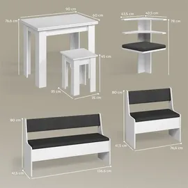 livinity® Eckbankgruppe Tiberio Weiß, 180 x 120 cm mit Tisch