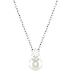 Kette mit Anhänger SWAROVSKI "Schmuck Geschenk Halskette Matrix, 5693897", silber (metallfarben, kristallweiß, weiß), Halsketten, Damen, Metall-Perlen, L: 45cm, Metall, Perlen, mit Swarovski Zirkonia (synth.) - mit Swarovski Perle