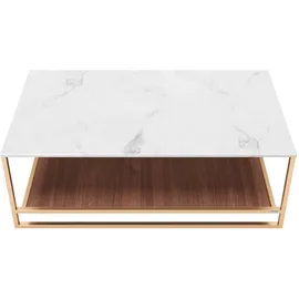 Phoenix Playboy Couchtisch Weiß, Nussbaum, Gold, Marmoroptik, rechteckig, 60x45x120 cm, Wohnzimmer, Wohnzimmertische, Couchtische, Couchtische Marmoroptik