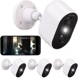 7links Überwachungskamera Akku: 4er-Set Akku-Outdoor-IP-Überwachungskameras, 2K, 3 MP, WLAN, App, PIR (Überwachungs-Kamera außen Akku, Überwachungs-Kamera WiFi außen)