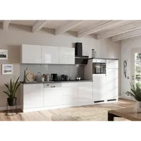 Held Küchenzeile Monza ohne Geräte ca. 360 cm Weiß/Grau + Spüle