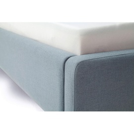 Meise Möbel Polsterbett Mattis mit Bettkasten Holzfuß Kopfteil glatt - blau - Maße cm B: 160 H: 105