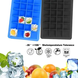 Intirilife 2x Eiswürfelformen in SCHWARZ – 2er Set à 24 Fächer Eiswürfel Silikonformen mit Deckel – Flexibler Eiswürfelbehälter Verschließb
