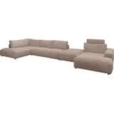 Musterring Wohnlandschaft MUSTERRING "Lucia U-Form", grau (taupe), B:504cm H:81cm T:204cm, Sofas, Wohnlandschaft, Cord-Bezug, inklusive Kopfstütze, Gesamtbreite 524 cm