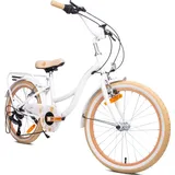 SUN BABY Mädchen fahrrad 20 Zoll mit SHIMANO 6-Gang Flower Bike ecru weiß - Weiß