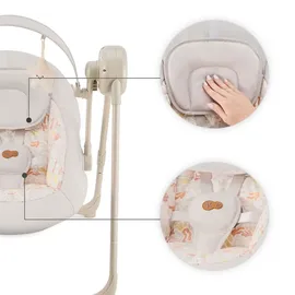 Kinderkraft elektrische Babywippe SWINGEE – 5 Schaukelstufen – Timer – Musik – verstellbar & faltbar – nur 3,7 kg – Beige - Beige